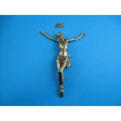 Korpus Pana Jezusa na krzyż metalowy + napis 25,5 cm STZŁ